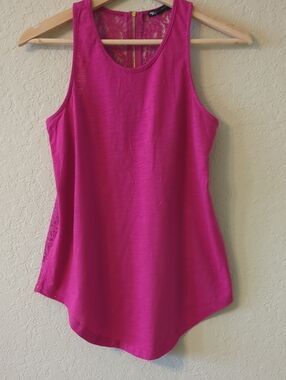 Lace-Back Fuchsia Tank Top